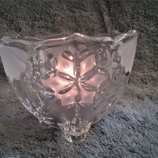Vintage Mikasa 3 Inch Candleholder Snowflake Frost SA 959 610 Original Box and Tag Christmas Candy Dish Made in Germany Glass