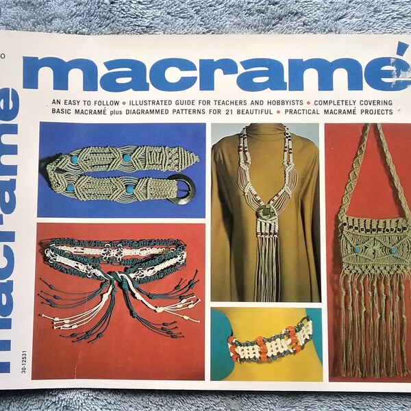 Macrame Book By Lynn Pauline Softcover Hazel Pearson Handicrafts James E Gick Instructions 21 projects Used Vintage 1971 Good Condition