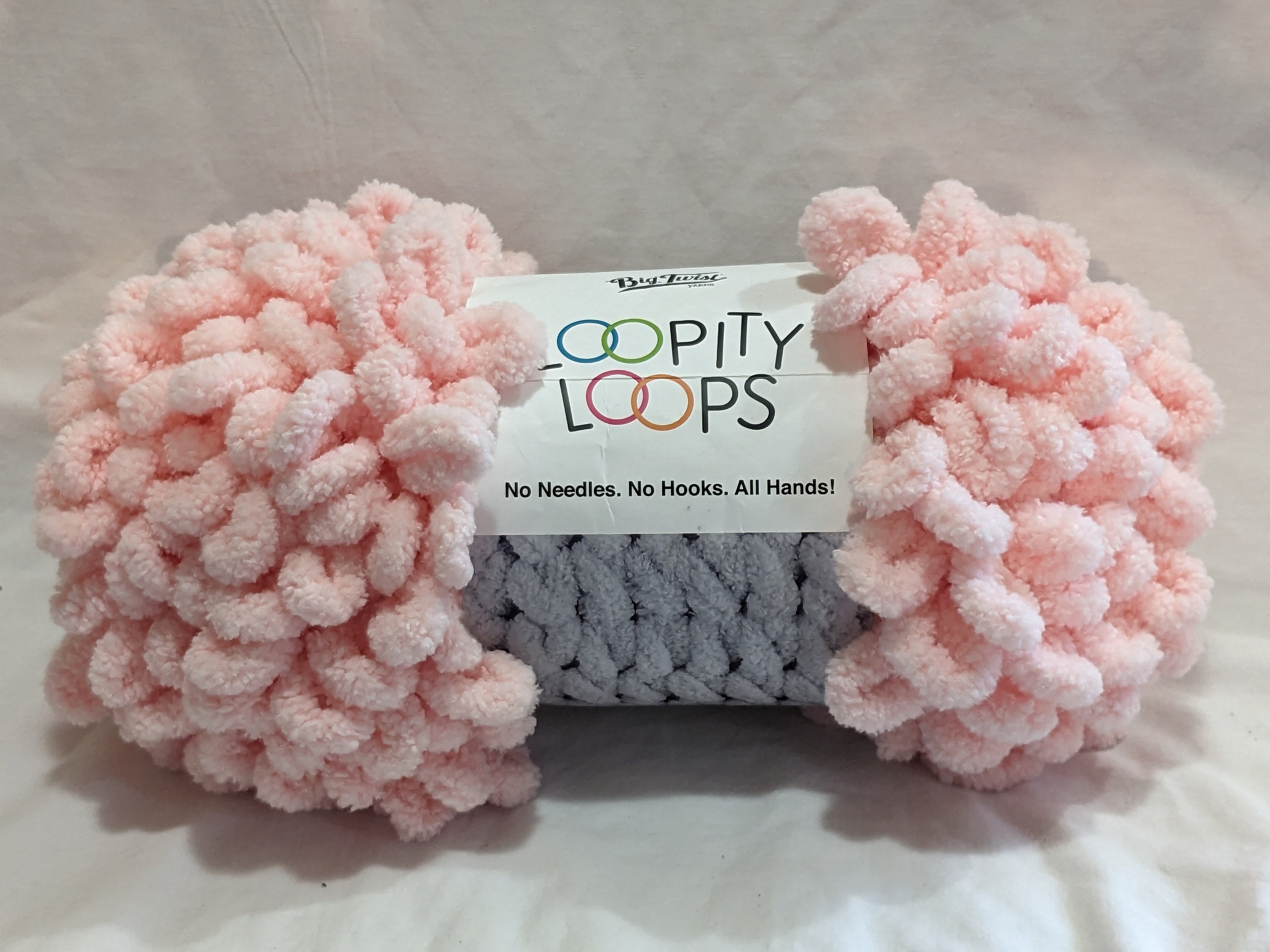 Big Twist Loopity Loops Finger Knit Loop Yarn Skein Scarf Blue/white for  sale online