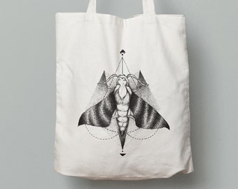 Dotwork Moth Ink Art Canvas Totebag