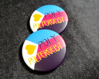 Poly Poltergeist Pride Button Polyamory Pin Badge