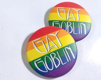 Gay Goblin Pride Button Rainbow Pin Badge