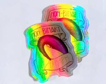 Holographic Queer Pride Sticker Mythical Ace Aro Bi Demi Pan Lesbian Non-Binary