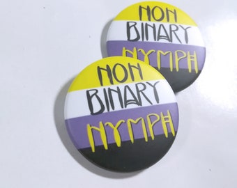 Non-Binary Nymph Pride Button Enby Pin Badge