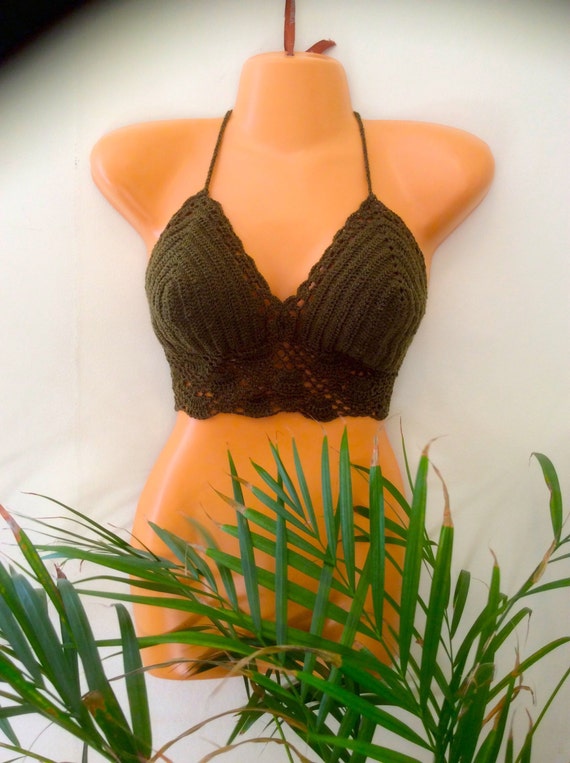 khaki crochet top