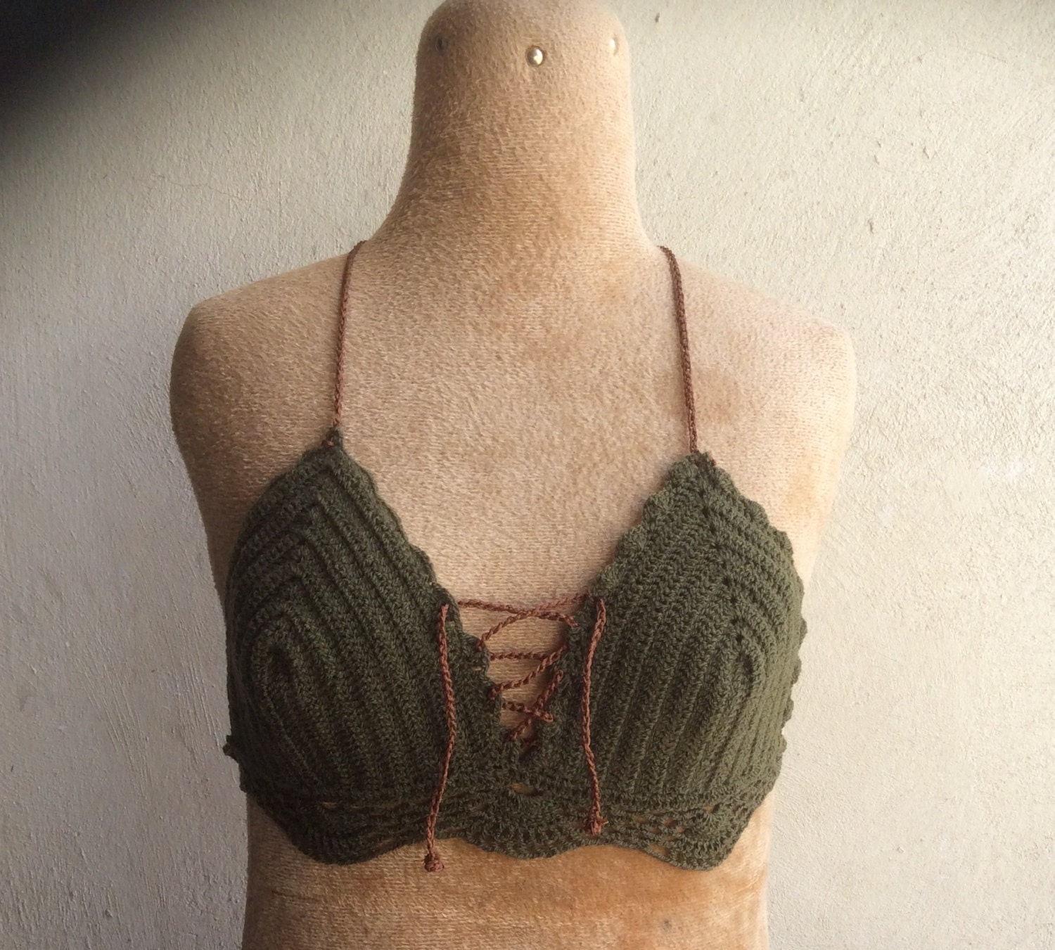 Sage Green/camo/khaki/army Green/olive Green Crochet Lace Crop - Etsy