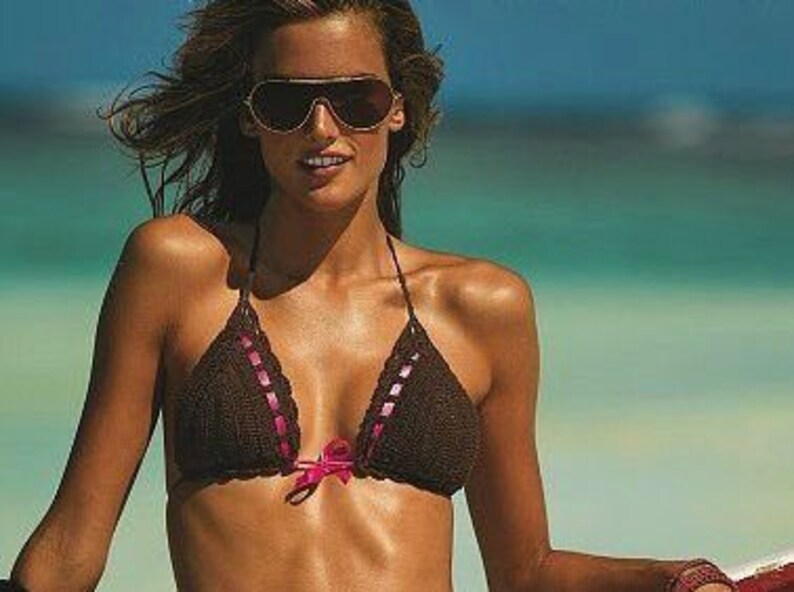 Chocolate Brown Crochet Bikini Tanned Brown Lace Bikini With Etsy