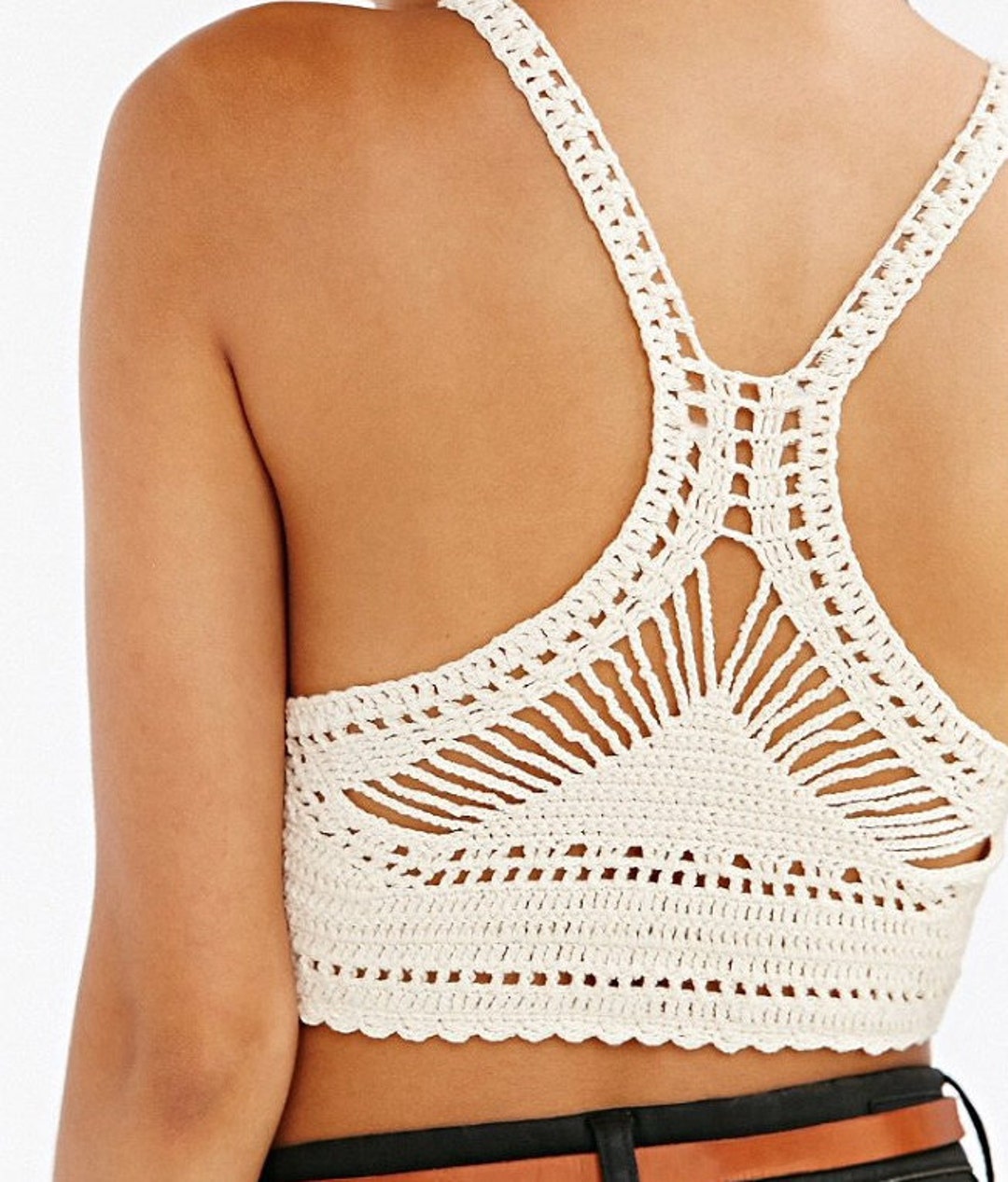 Mermaid White/ivory Crochet Lace Crop Top/bikini Top Crossed - Etsy