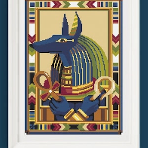 Cross stitch pattern - Anubis - egyptian god -  diamond painting - DMC - macramè - PDF