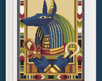 Cross stitch pattern - Anubis - egyptian god -  diamond painting - DMC - macramè - PDF