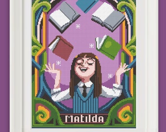 Cross stitch pattern PDF - Matilda portrait - Rohald Dahl - ready to download - Pattern Keeper - diamond paintings, macramè, pixel art