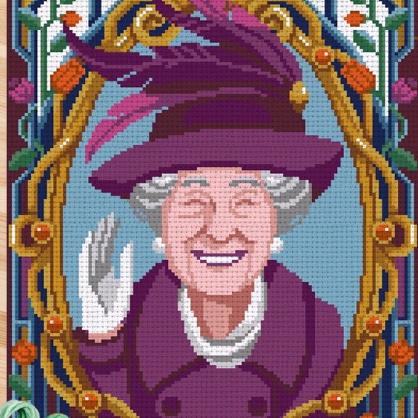 Counted stitch pattern -Queen Elizabeth II portrait - PDF Instant download