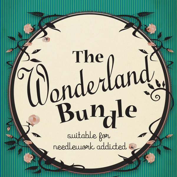 Cross stitch - The WONDERLAND BUNDLE - 5 patterns from Alice in wonderland - Lewis Carroll - for needlework addicted-PDF Instant download