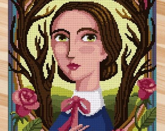 Jane Eyre cross stitch pattern- Charlotte Bronte - I'm no bird -PDF Instant download