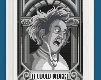 Cross stitch pattern - Gene Wilder/ Victor Von Frankenstein - Young Frankenstein Mel Brooks - diamond painting - DMC - macramè - PDF