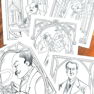 Coloring book  PDF- Hercule Poirot e Hastings - Agatha Christie - David Suchet serie tv - PDF subito scaricabile