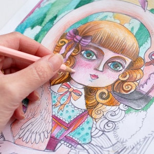 Coloring page JPG - Alice in wonderland- Curiouser and curiouser!- Lewis Carroll - Instant download - Art Printable illustration image 3