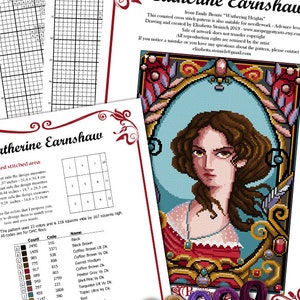 COUNTED STITCH pattern Catherine Earnshaw Emily Bronte PDF ready to download image 5