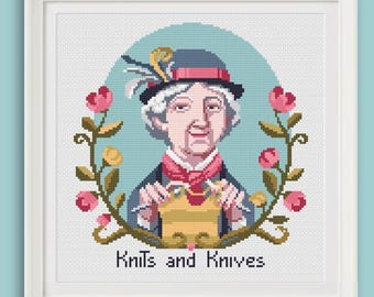 Cross stitch pattern - Miss Marple - Knits and Knives - Agatha Christie - diamond painting - DMC - macramè - fan art- PDF