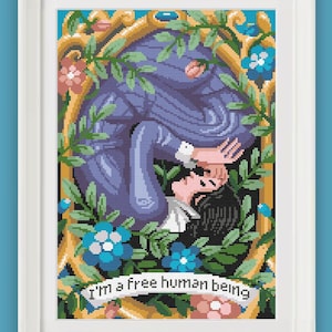Jane Eyre cross stitch pattern- I&#39;m a human being - Charlotte Bronte - PDF - macrame diamond painting pattern keeper - ready to download