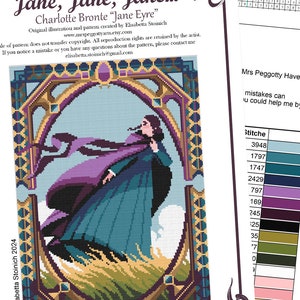 KORSSTYN - Jane Eyre - Charlotte Brontë - mönster direkt nedladdningsbart PDF diamantmålning, makramé, pixelkonst bild 3
