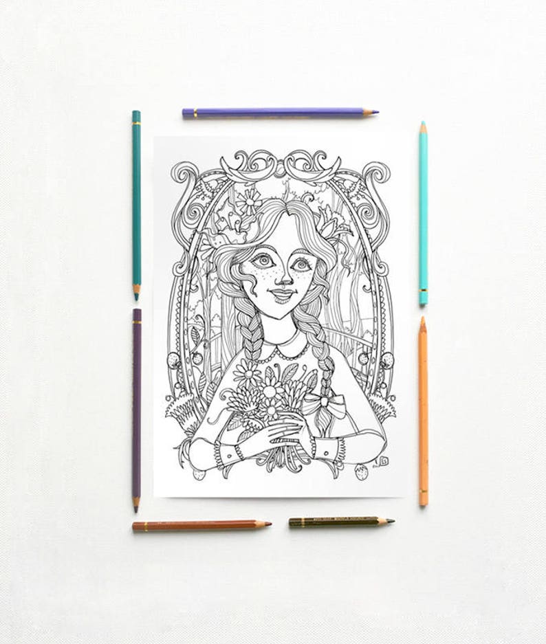 Coloring page PDF -Anne Shirley coloring portrait - Lucy Maud Mo Coloring page PDF -Anne Shirley coloring portrait - Lucy Maud Mo