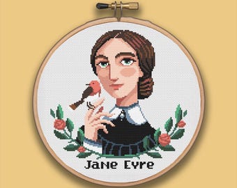 Jane Eyre cross stitch pattern- Charlotte Bronte - I&#39;m no bird -PDF Instant download