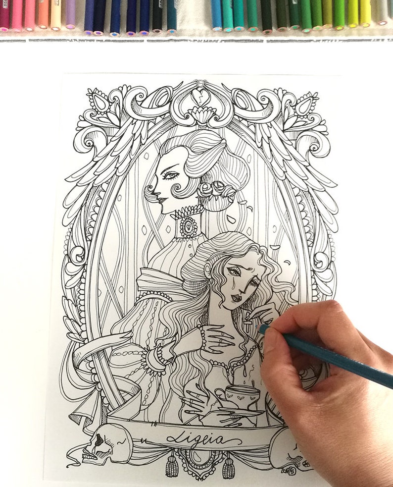 Coloring book Edgar Allan Poe bundle 5 coloring pages | Etsy