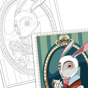 Kit per dipingere - Il Coniglio Bianco - Painting by numbers - Instant download - Dipingi la tua illustrazione quante volte vuoi!
