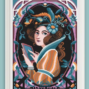 Ada Lovelace  cross stitch pattern XL - PDF Instant download - Good Night Stories for Rebel Girl- I love math quote - Stem fanart