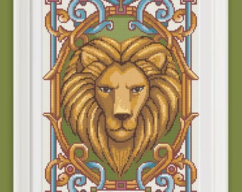 COUNTED STITCH pattern - Aslan portrait - Chronicles of Narnia - The Lion, the Witch and the Wardrobe - C.S. Lewis  - PDF Instant download