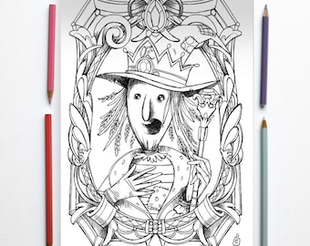 Oz Coloring page PDF -The wonderful wizard of Oz- The Scarecrow -  L. Frank Baum - Art Printable illustration PDF