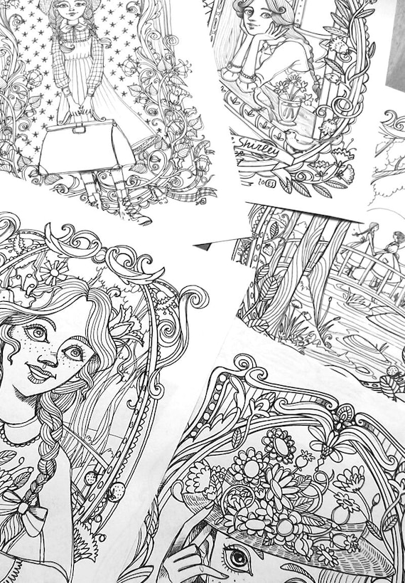 Anna dai capelli rossi - PDF 5 Disegni libro da colorare   -Anna Shirley- Anna dei tetti verdi - Lucy Maud Montgomery subito scaricabile