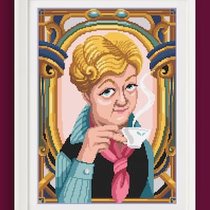 PATRÓN DE PUNTO DE CRUZ - Jessica Fletcher - Angela Lansbury - Murder, She Wrote - Patrón PDF con símbolos y colores descargables de inmediato