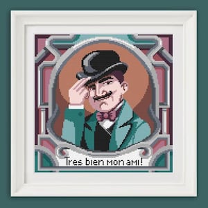 Cross stitch pattern - Hercule Poirot -Tres bien mon ami - Agatha Christie - diamond painting - DMC - macramè - fan art- PDF