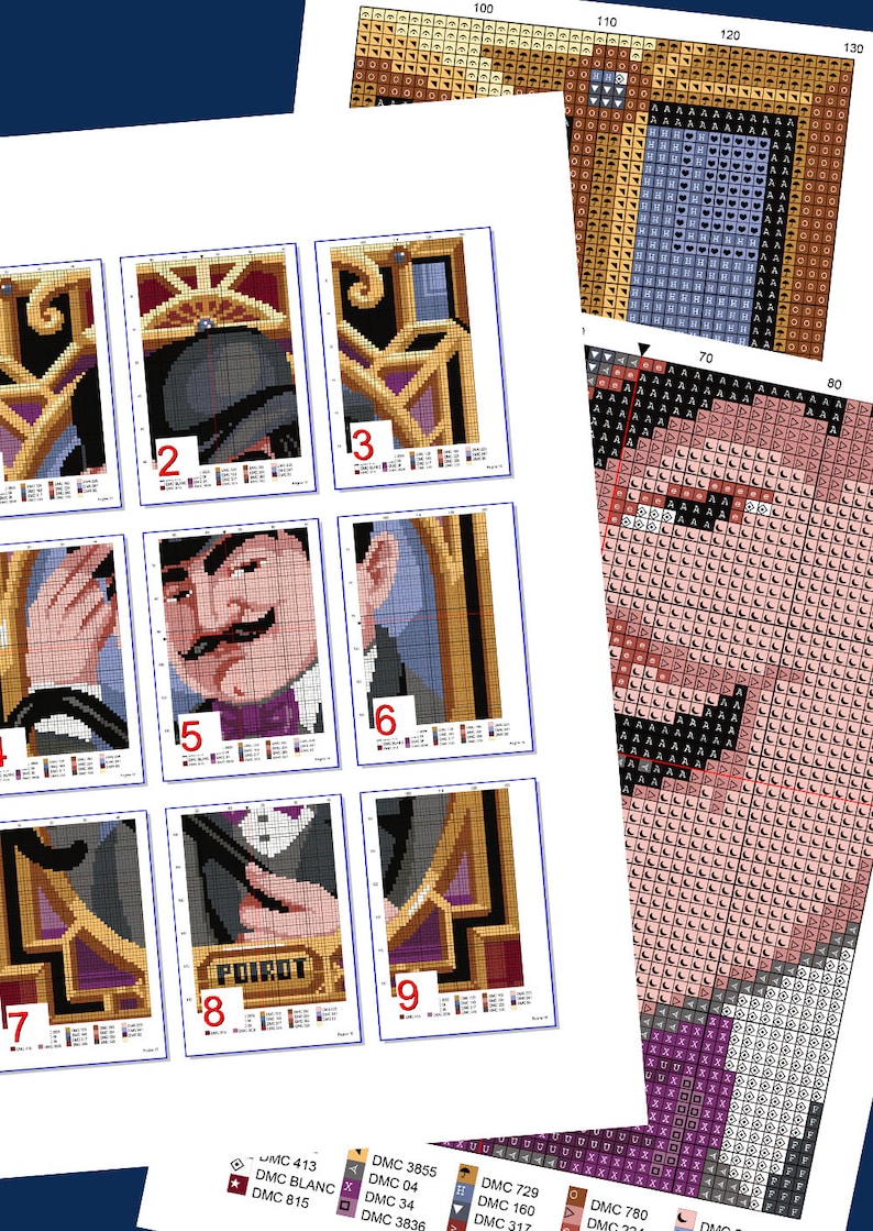 Cross Stitch Pattern - Hercule Poirot - Agatha Christie- PDF Ready to ...