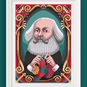 Kruissteekpatroon PDF - Breien Karl Marx - klaar om te downloaden - Patroonhouder - kleuren en symbolen zwart-wit patroon