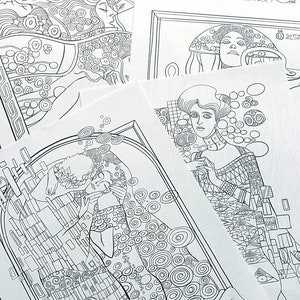 BUNDLE I- 5 disegni da colorare - Gustav Klimt e Mrs Peggotty -quadri famosi da colorare -  5 PDF pronti da scaricare