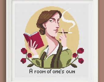 Cross Stitch Pattern -Virginia Wolf - A room of one's own- - diamond painting - pixel art - DMC - macramè - fan art- PDF