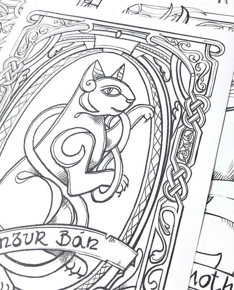 6 CATS coloring bundle PDF - Pluto, Macavity, The Cheshire cat, The Cat, Pangur Ban, Behemoth - 6 illustrations ready to download image 6
