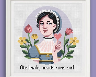 Cross stitch pattern - Jane Austen - Obstinate, headstrong girl - diamond paintings, macramè -PDF