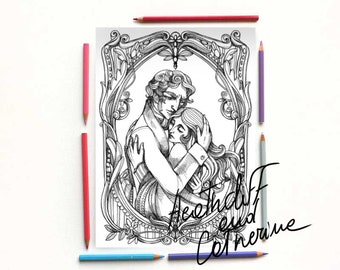 Cumbres Borrascosas: Dibujos para colorear de Heathcliff y Catherine - PDF - Descarga instantánea