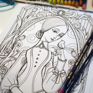 Coloring page PDF -Jane Eyre - Charlotte Bronte - Instant download - Art Printable illustration