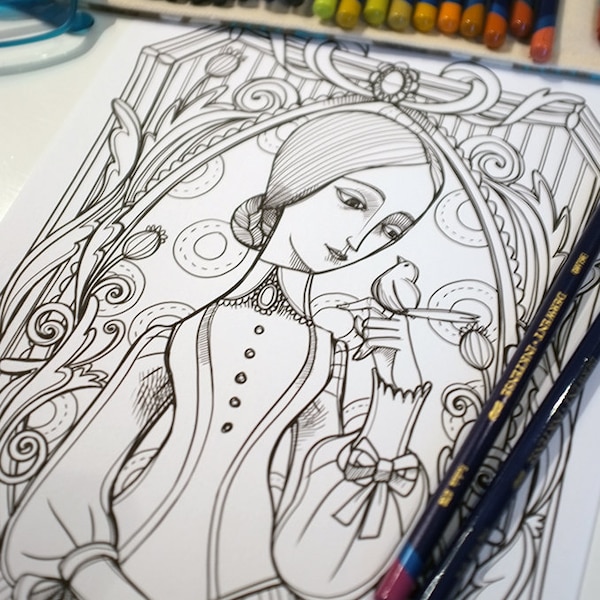 Coloring page PDF -Jane Eyre - Charlotte Bronte - Instant download - Art Printable illustration