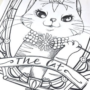 6 CATS coloring bundle PDF - Pluto, Macavity, The Cheshire cat, The Cat, Pangur Ban, Behemoth - 6 illustrations ready to download image 5