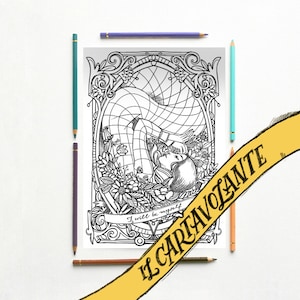 Coloring page, illustrazione da colorare PDF - Jane Eyre in fuga - Charlotte Bronte -  ritratto di Jane -  PDF subito scaricabile