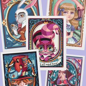 Cross stitch - The WONDERLAND BUNDLE - 5 patterns from Alice in wonderland - Lewis Carroll - for needlework addicted-PDF Instant download