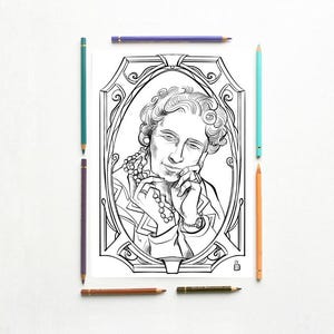 Disegno da colorare PDF- ritratto di  Agatha Christie - PDF subito scaricabile