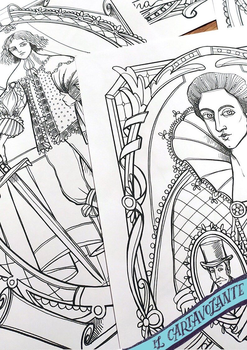 Orlando Virginia Woolf - Livro de colorir - Colorir Orlando, homem e mulher - 8 ilustrações em PDF imagem 5