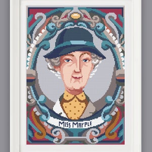 Cross stitch pattern -  Miss Marple  portrait - Agatha Christie- ready to download - Pattern Keeper-colors and symbols black and white PDF